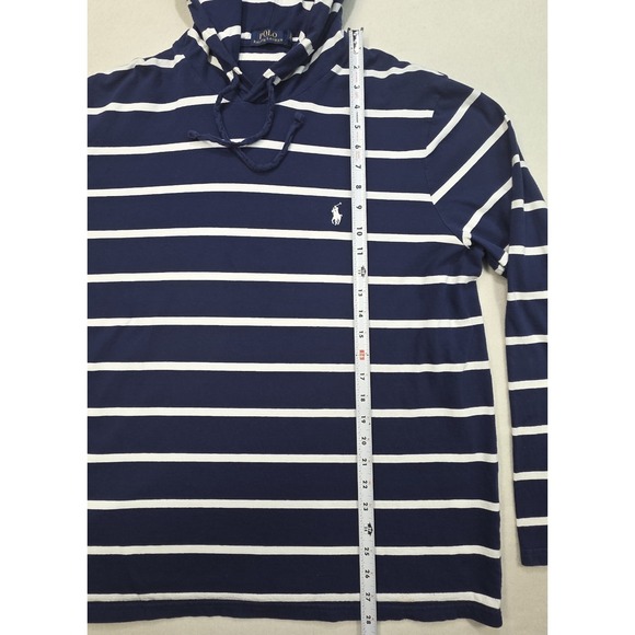 Polo Ralph Lauren Hoodie Shirt Men XL Pullover Lightweight Cotton Striped Blue - Picture 5 of 9